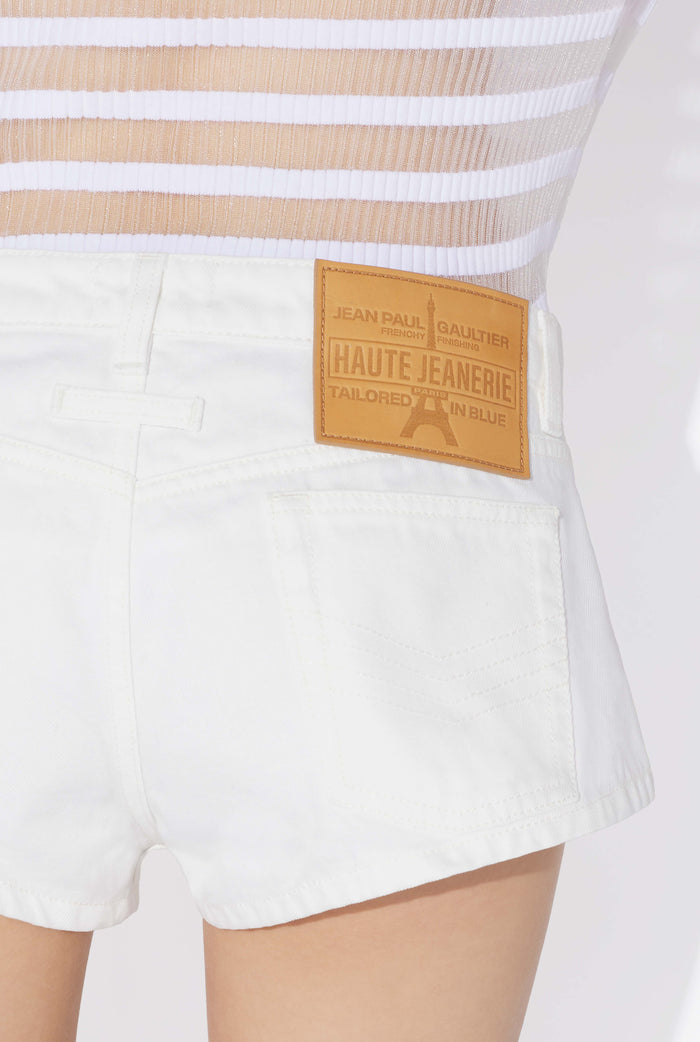Jean Paul Gaultier Le Short Denim Boutonné Blanc Blanc