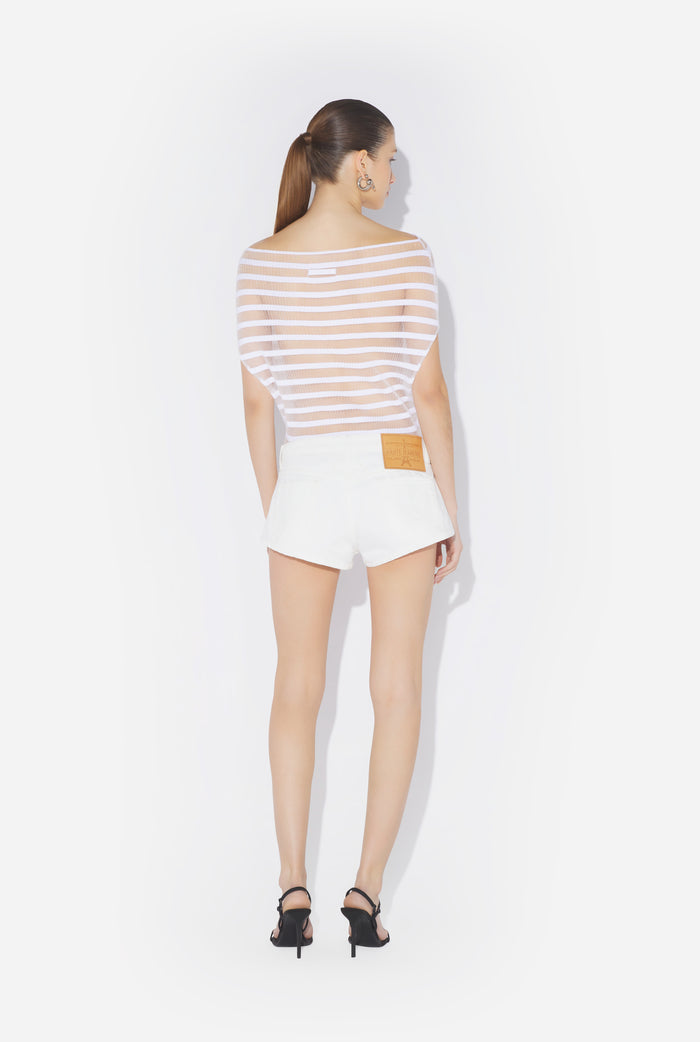 jean paul gaultier Le Short Denim Boutonné Blanc Blanc