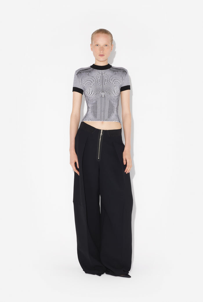 Jean Paul Gaultier Le T-Shirt Jacquard Morphing Pinstripes Blanc