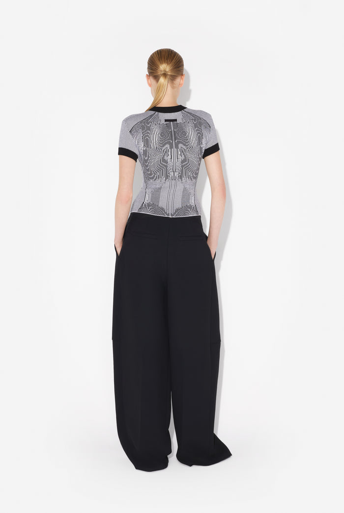 Jean Paul Gaultier Le T-Shirt Jacquard Morphing Pinstripes Blanc