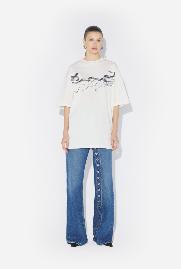 Jean Paul Gaultier Le T-Shirt Oversize Tattoo Ruban Blanc Blanc