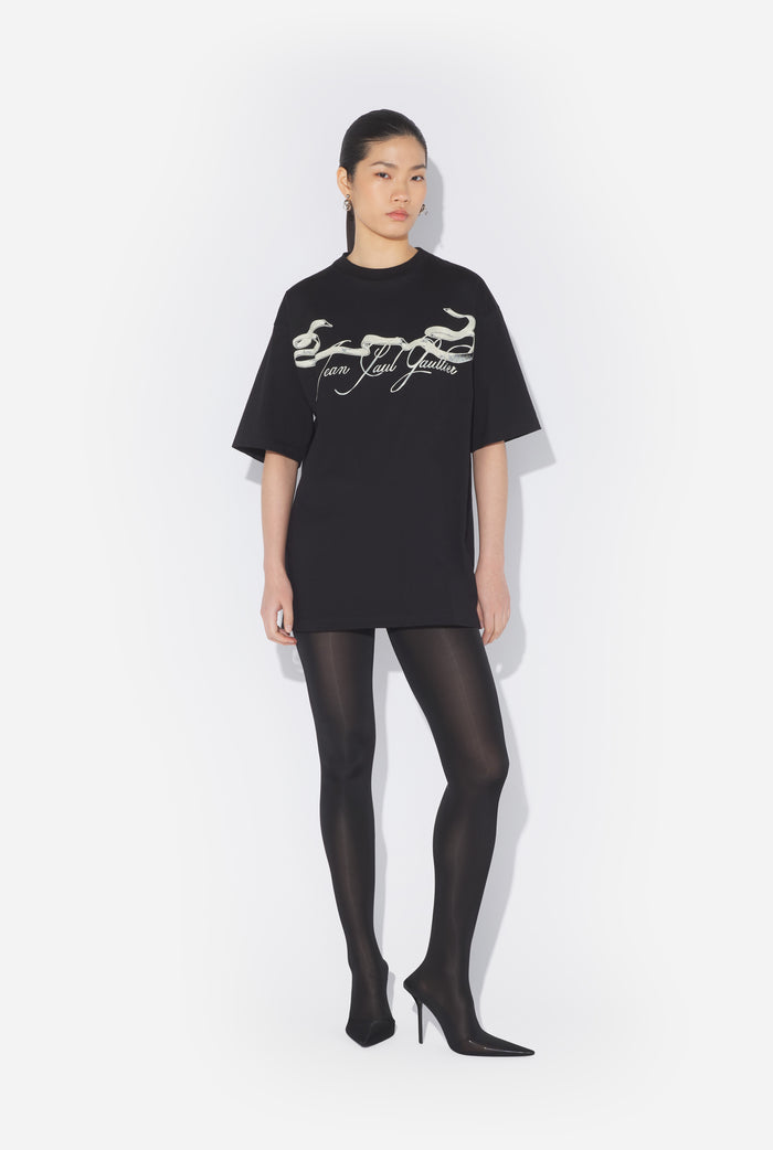 Jean Paul Gaultier Le T-Shirt Oversize Tattoo Ruban Noir Noir
