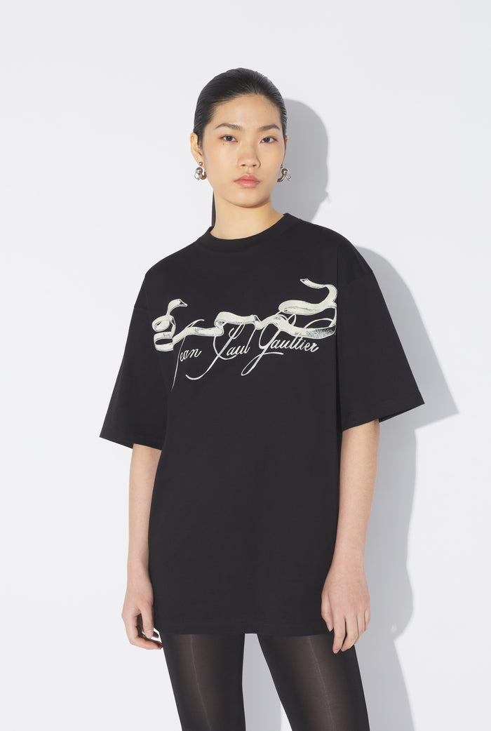 Jean Paul Gaultier Le T-Shirt Oversize Tattoo Ruban Noir Noir