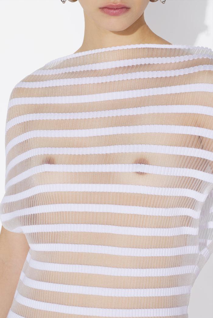 Jean Paul Gaultier Le Top Blanc Rayures Marinière Blanc