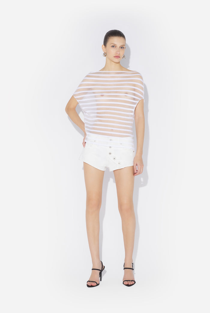 jean paul gaultier Le Top Blanc Rayures Marinière Blanc