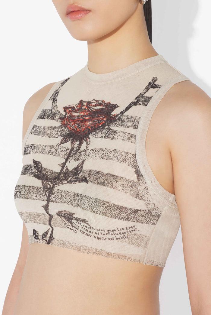 Jean Paul Gaultier Le Top Court Tattoo Marinière Écru