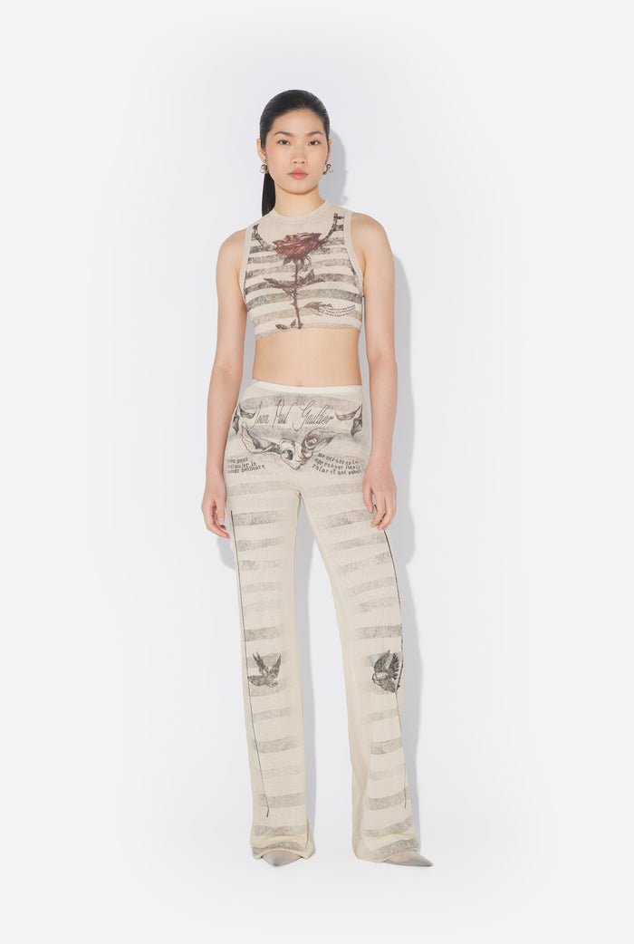 jean paul gaultier Le Top Court Tattoo Marinière Écru