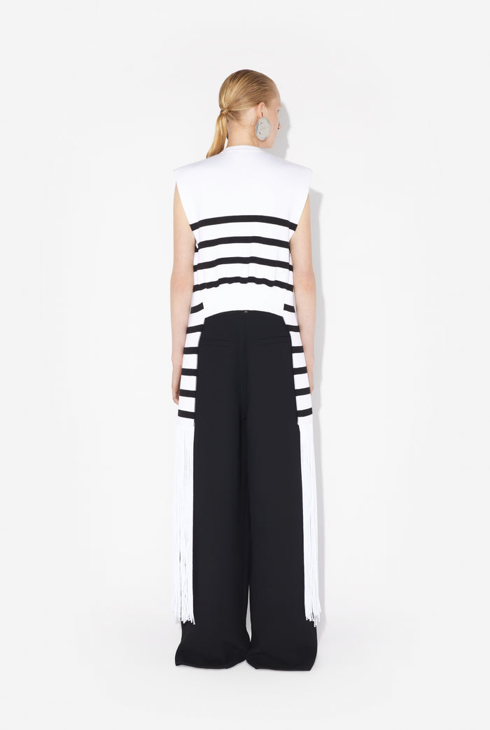 Jean Paul Gaultier Le Top Marinière à Franges Blanc