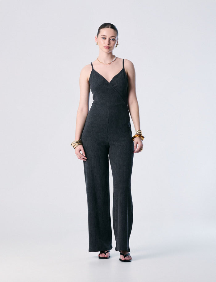 jennyfer Combinaison longue crêpée gris anthracite chiné