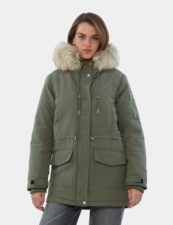 jennyfer Doudoune à capuche avec imitation fourrure kaki