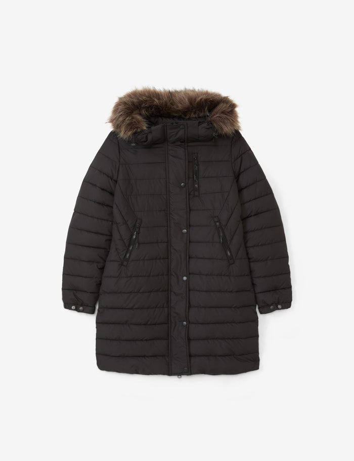 jennyfer Doudoune matelassée avec capuche avec fausse fourrure noire