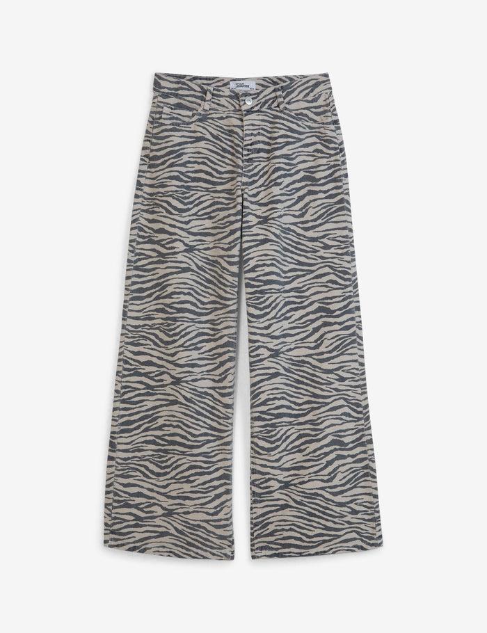 jennyfer Jean Maxi Wide Leg Taille basse motif zebre sable