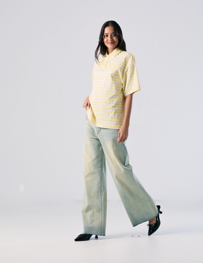 jennyfer Jean wide leg taille basse délavé bleu jean