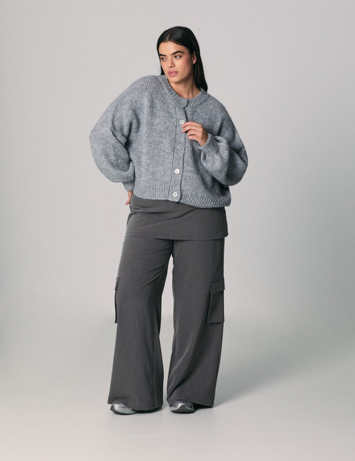 jennyfer Cardigan en mélange de laine gris chine