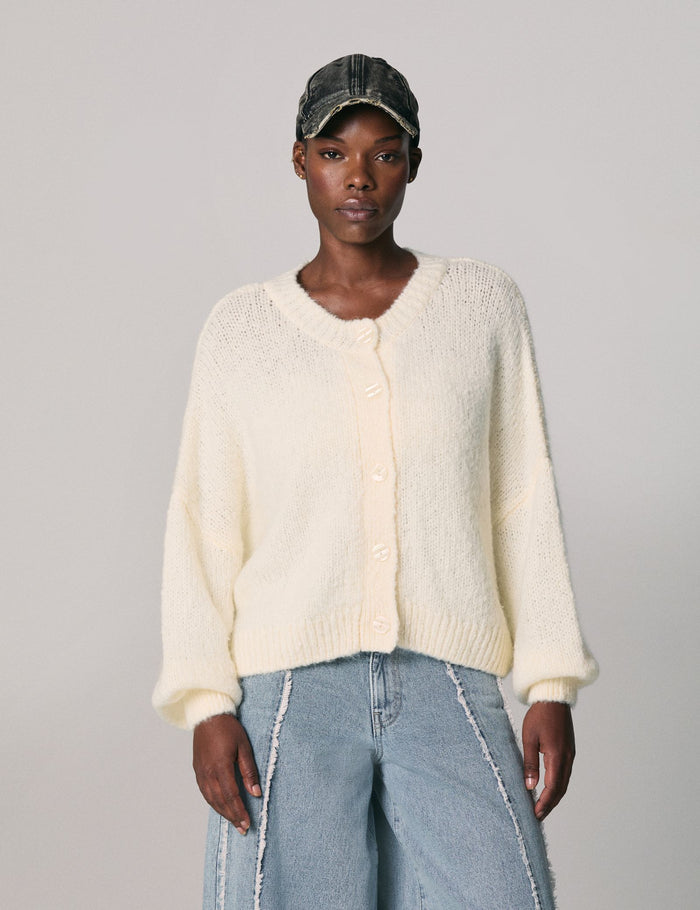 jennyfer Cardigan en mélange de laine sable