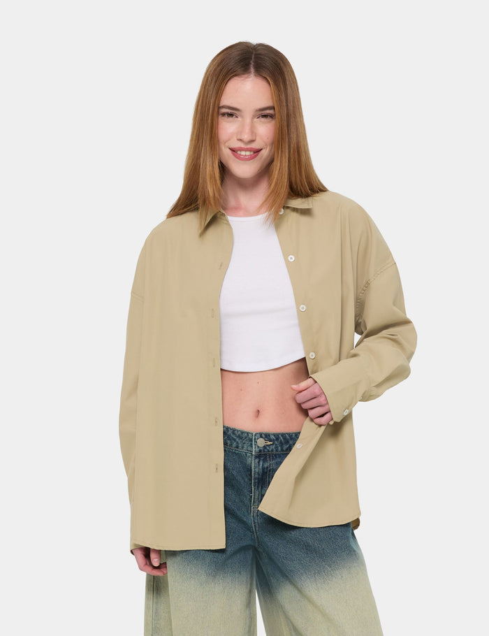 jennyfer Chemise oversize beige kaki
