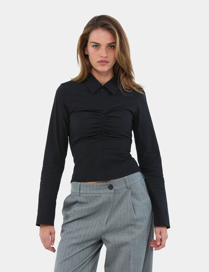 jennyfer Chemise zippée avec fronces noire