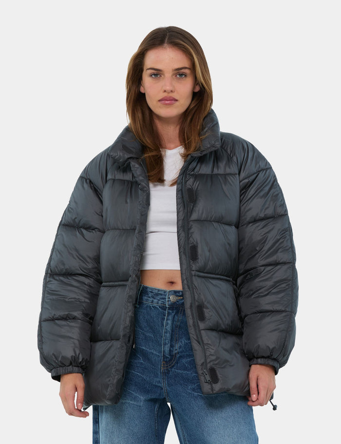 jennyfer Doudoune grise foncé matelassée