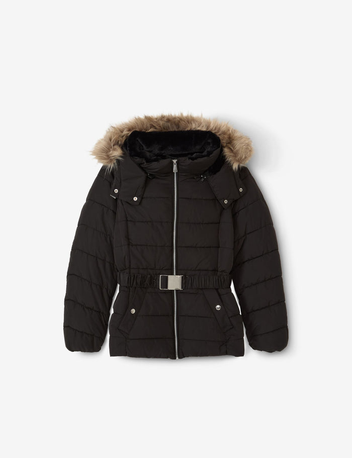 jennyfer Doudoune matelassée noir avec ceinture