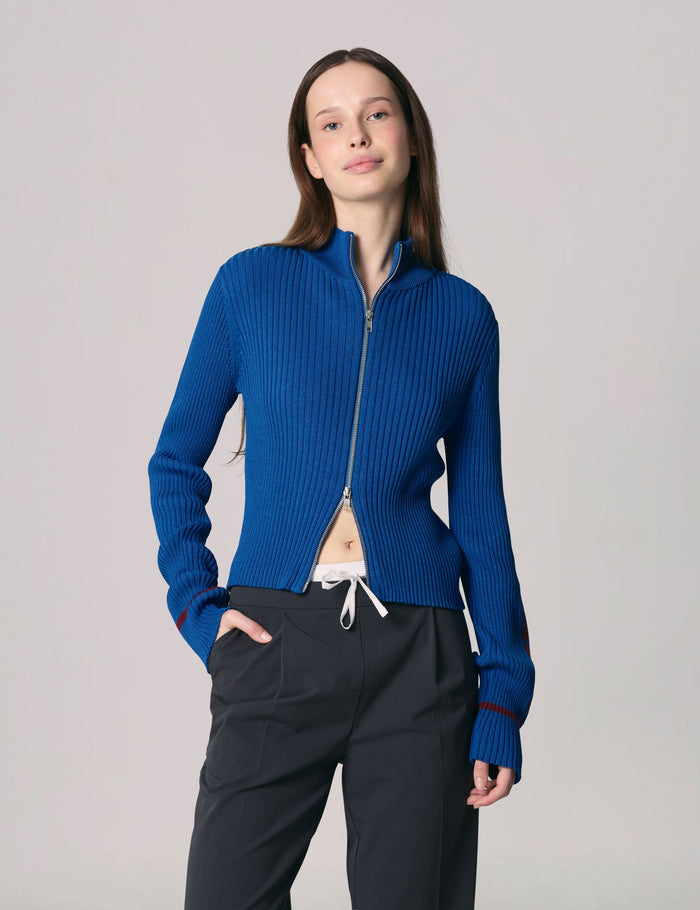 jennyfer Gilet zippé en maille bleu ocean