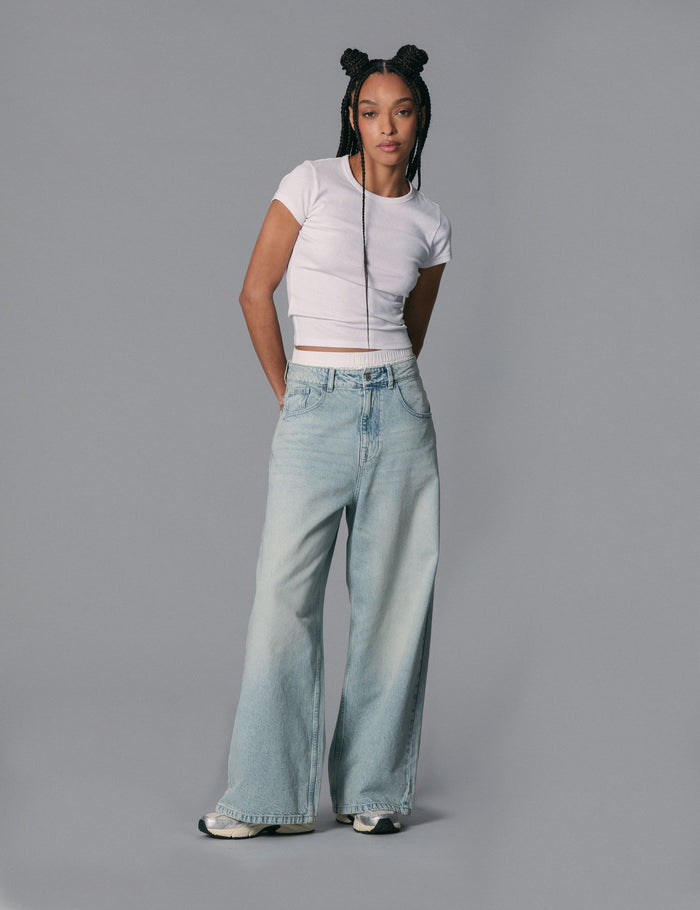 jennyfer Jean baggy taille basse bleu ciel