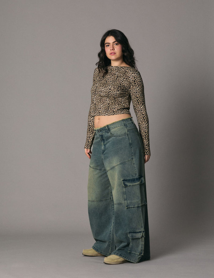 jennyfer Jean Baggy Taille basse bleu