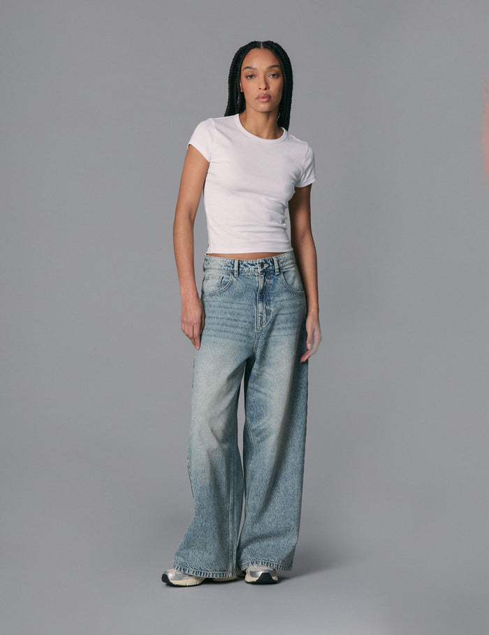 jennyfer Jean baggy taille basse bleu