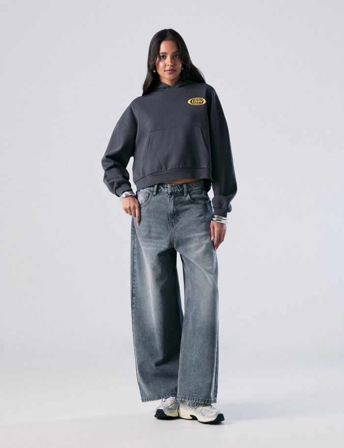 jennyfer Jean baggy taille basse gris moyen