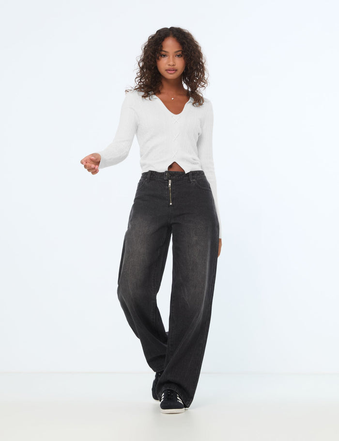 jennyfer Jean ballon taille basse noir