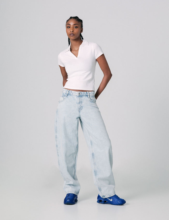 jennyfer Jean balloon taille basse bleu ciel