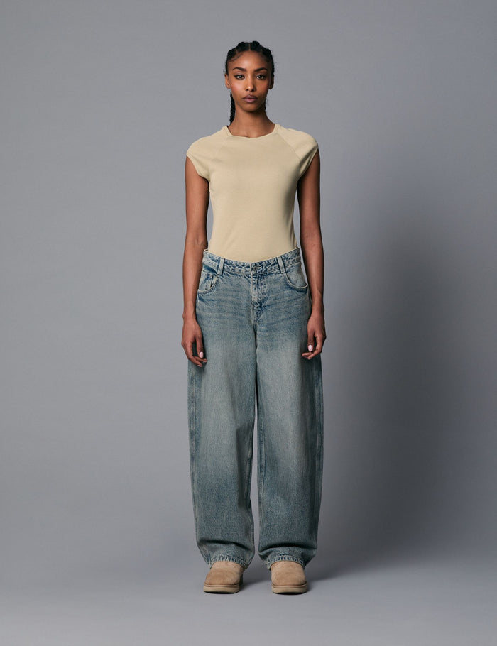 jennyfer jean Balloon taille basse bleu