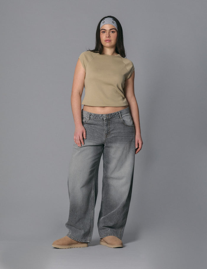 jennyfer Jean balloon taille basse gris moyen