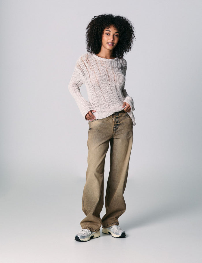 jennyfer Jean balloon taille basse noir délavé