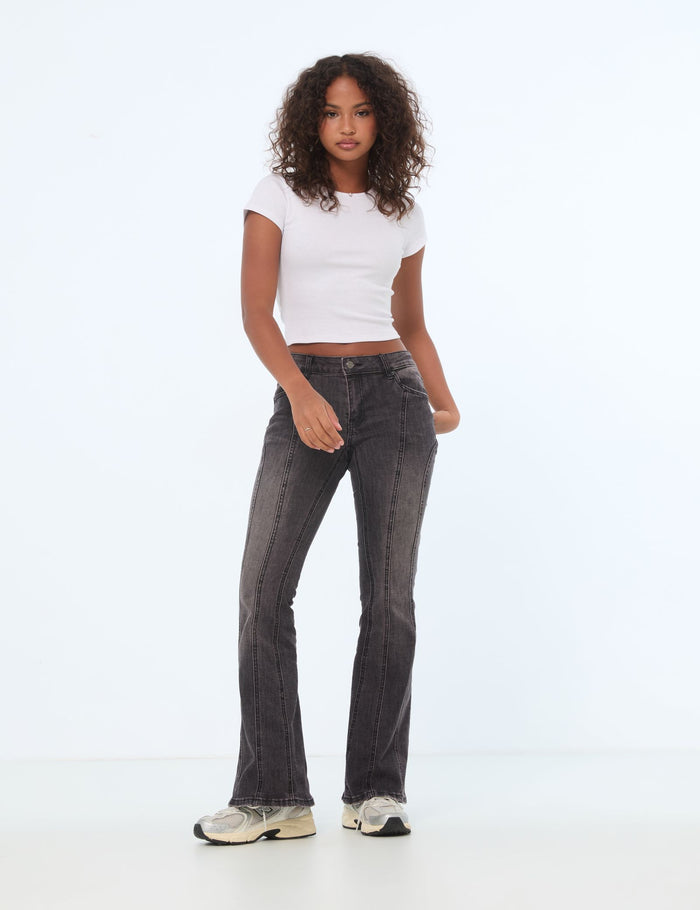 jennyfer Jean coupe flare avec surpiqûres noir