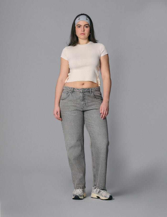 jennyfer Jean mom taille haute gris