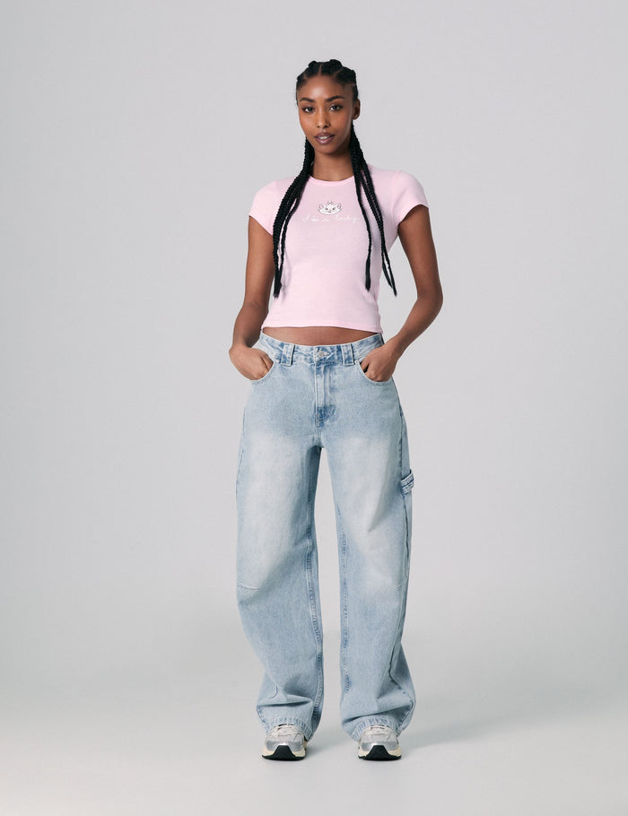 jennyfer Jean skater taille basse bleu ciel