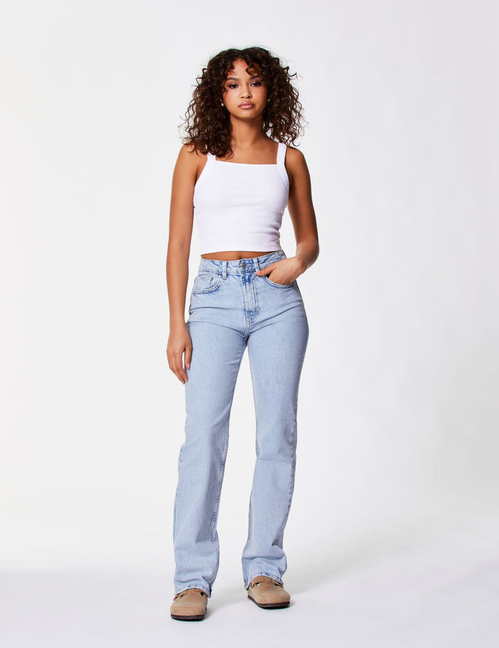 jennyfer Jean straight taille basse bleu ciel