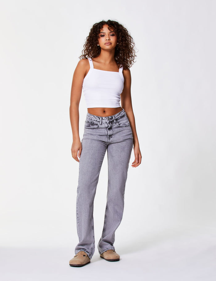 jennyfer Jean Straight taille basse gris