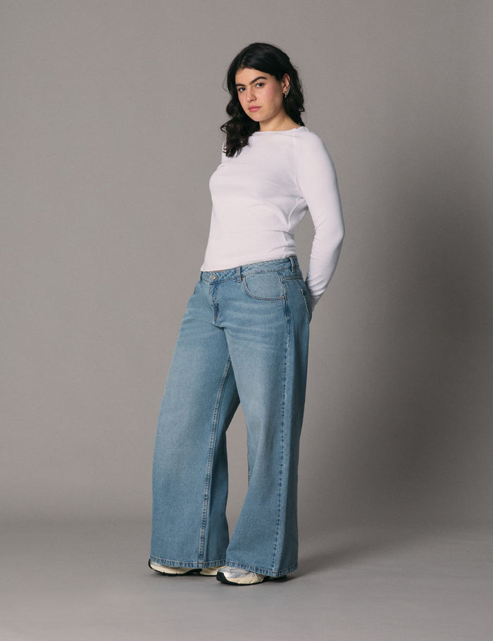 jennyfer Jean Wide Leg taille basse bleu