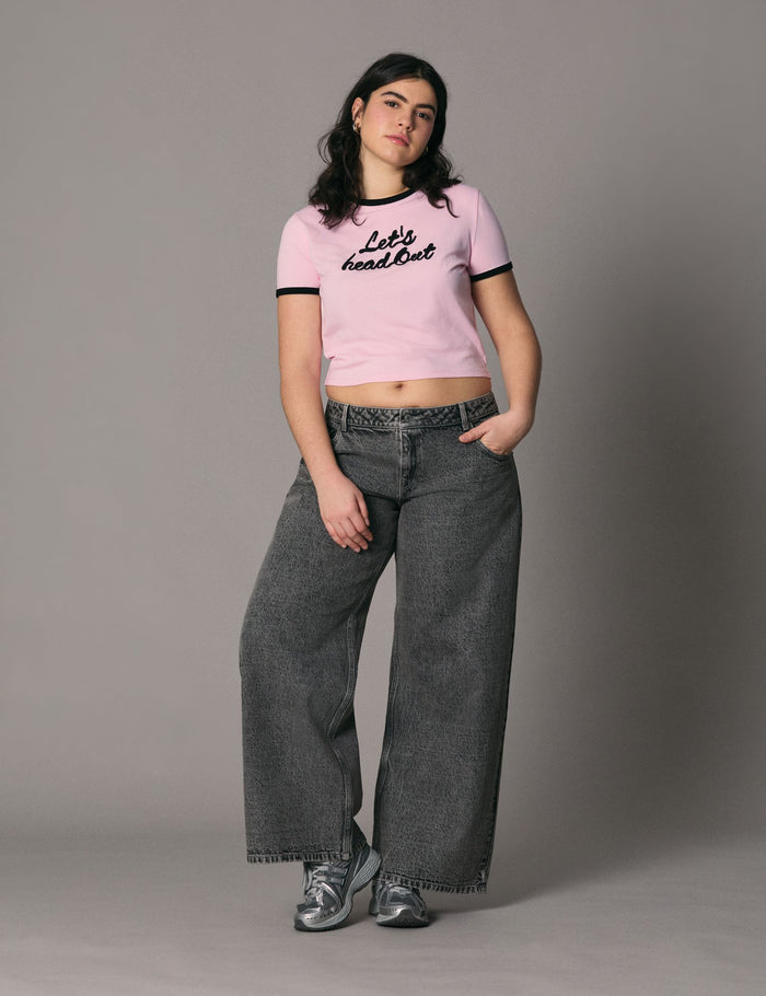 jennyfer Jean wide leg taille basse gris moyen