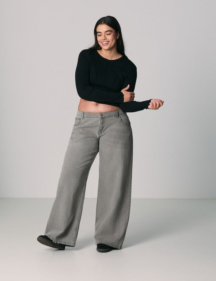 jennyfer Jean Wide Leg Taille basse gris