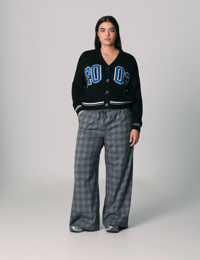 jennyfer Pantalon ample à carreaux gris clair