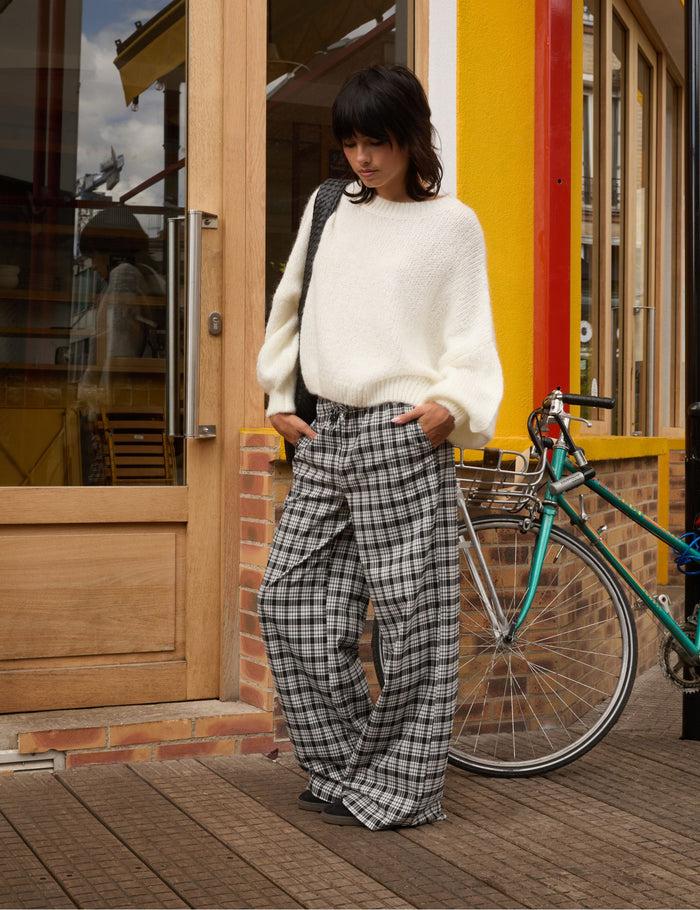 jennyfer Pantalon ample à carreaux noir