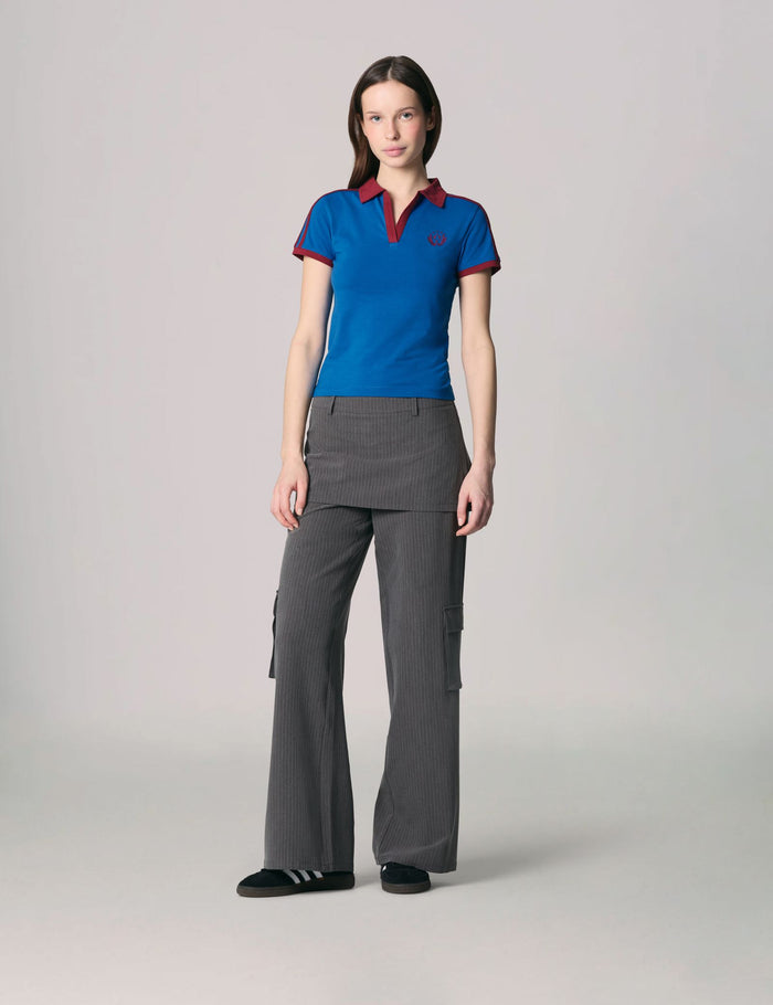 jennyfer Pantalon cargo tailleur rayé gris foncé