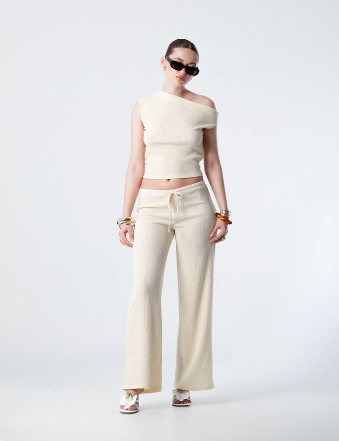 jennyfer Pantalon fluide en matière crêpe vanille