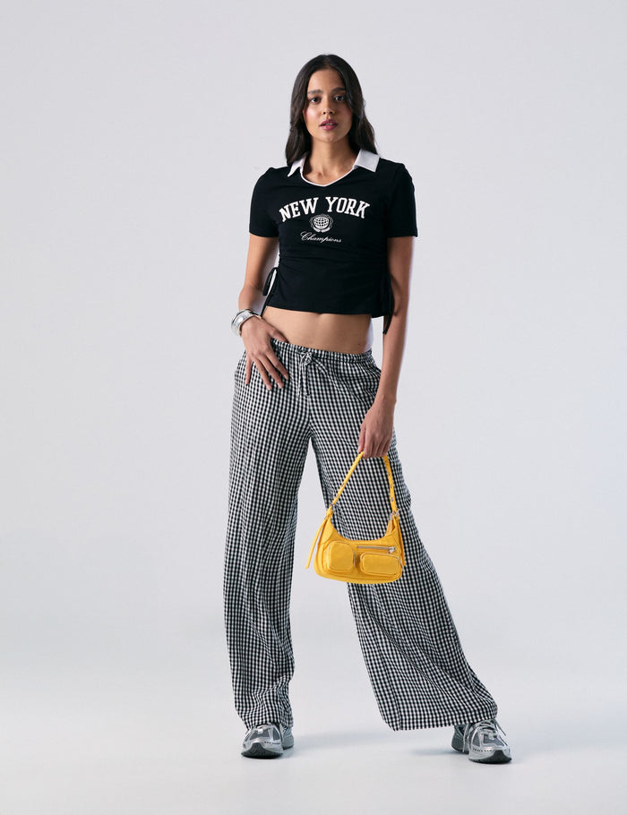 jennyfer Pantalon fluide Vichy noir et blanc