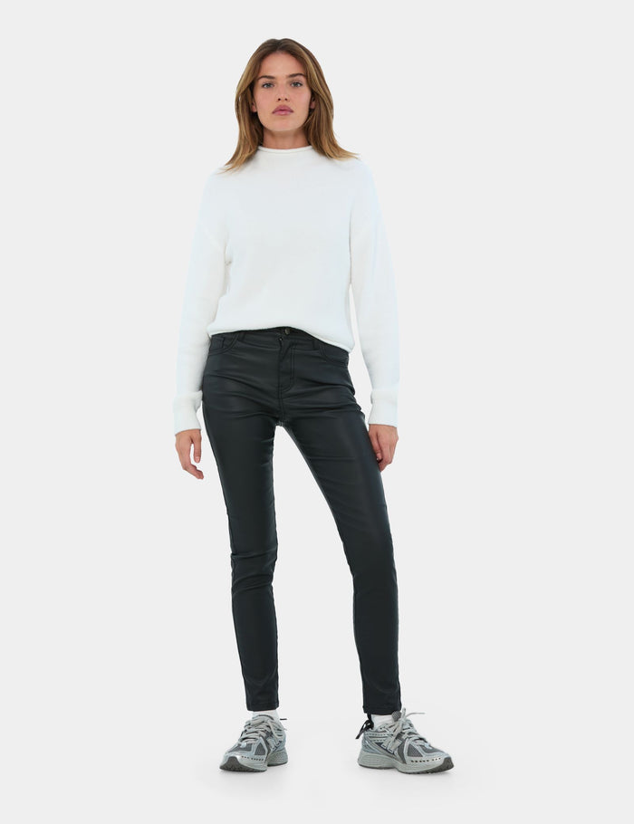 jennyfer Pantalon noir en matière enduite