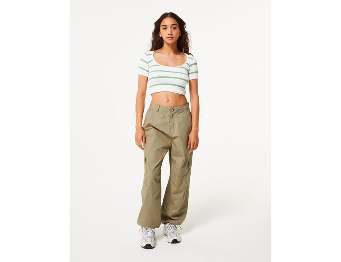 jennyfer Pantalon parachute avec poches kaki