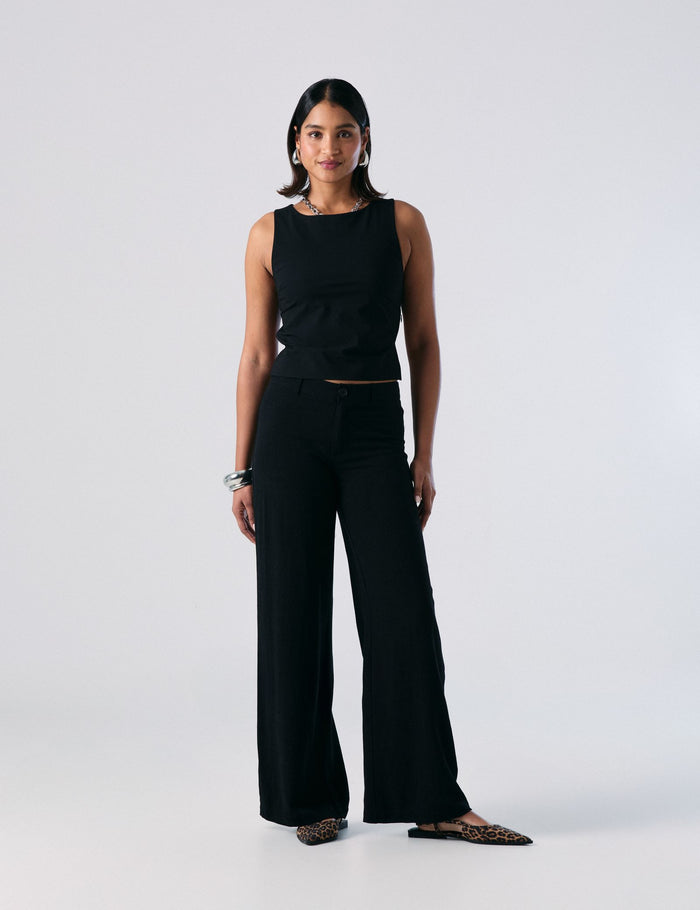 jennyfer Pantalon tailleur matière lin noir