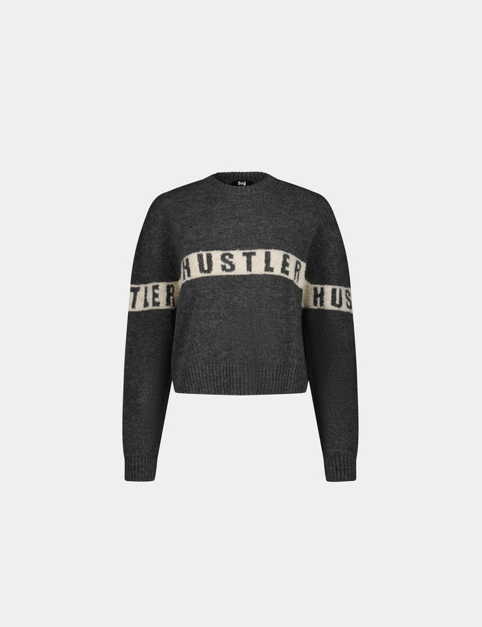 jennyfer Pull à message en maille gris